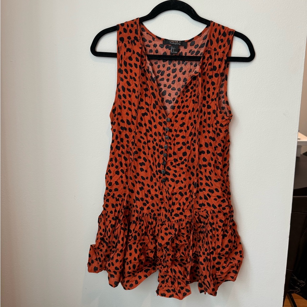 Animal Print Romper with Buttons